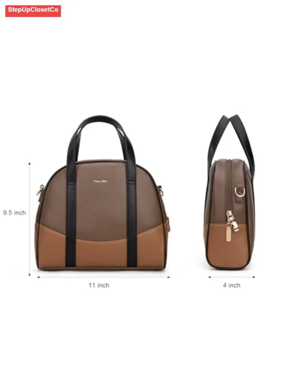 Medium Soft Vegan Leather Top Handle Satchel with Crossbody Strap - Picture 5 of 6